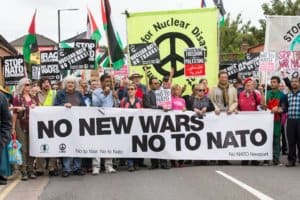 Front of No New Wars No to NATO protest