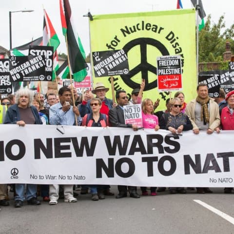 Front of No New Wars No to NATO protest