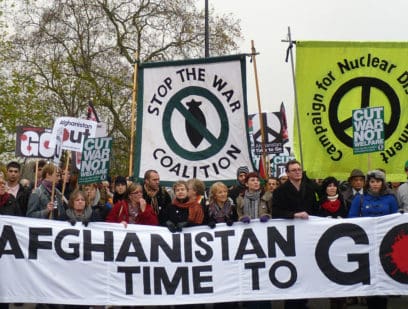 Front of march on Afghanistan 2010 demonstration