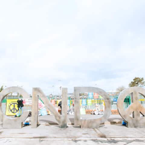 CND letters at Aldermaston