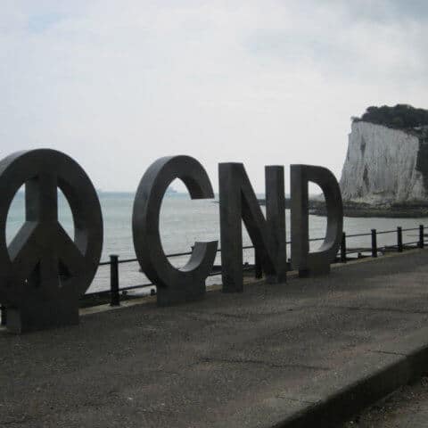 CND symbol with the white cliffs of Dover