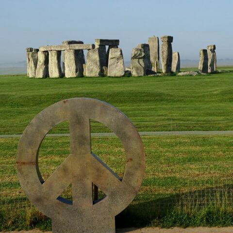 CND symbol outside Stonehenge