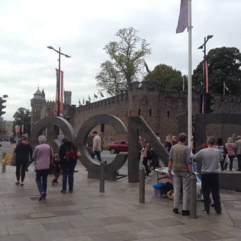 CND letters outside Cardiff castle