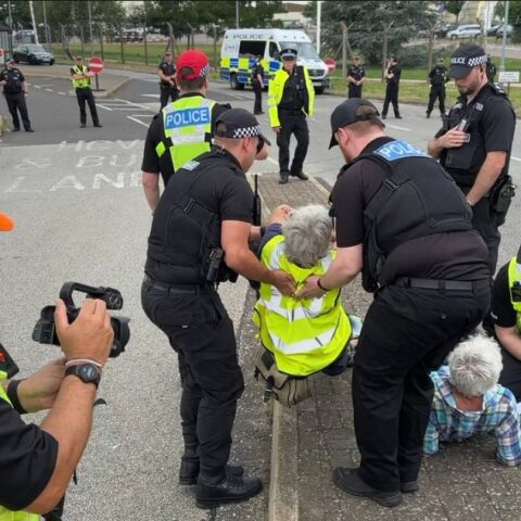 Police arrest two activists at RAF Lakenheath.