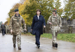 Chancellor Rachel Reeves with MoD personnel during visit to Stanford Training Area