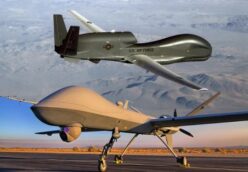 Split image of US Global Hawk and Reaper drones