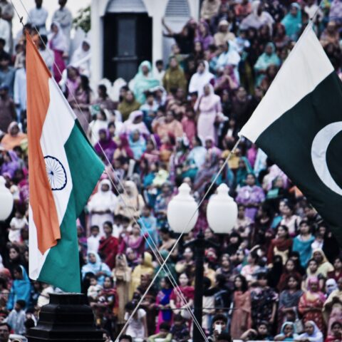 India and Pakistan flags at Wagah border crossing