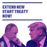‘No Nuclear War: Protest the expiry of New START’ - London demo outside US Embassy